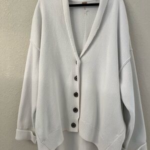 Free People Chamomile Oversized White Cardigan Cotton Shawl Collar Academia XL